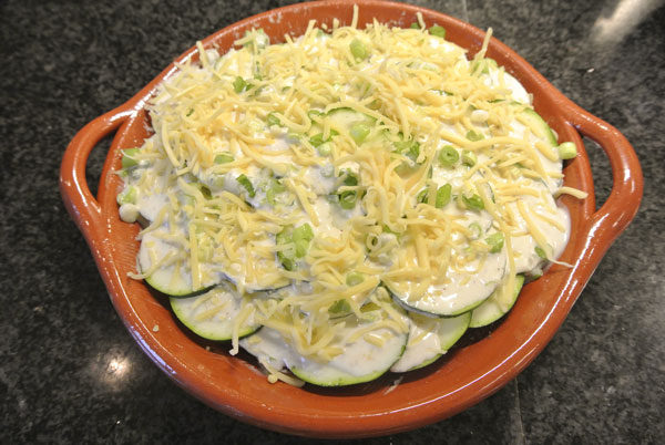 Oven dish with codfish and zucchini