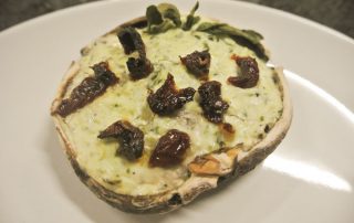 Portobello with pesto and feta cheese