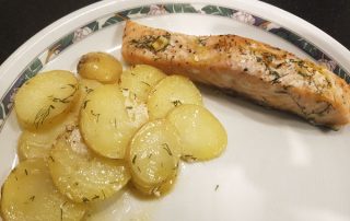 salmon and potatoes from the oven