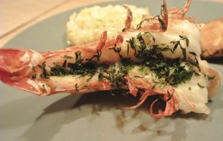 Queen shrimps with fresh herbs
