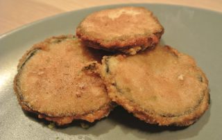 Fried eggplant with herb cheese