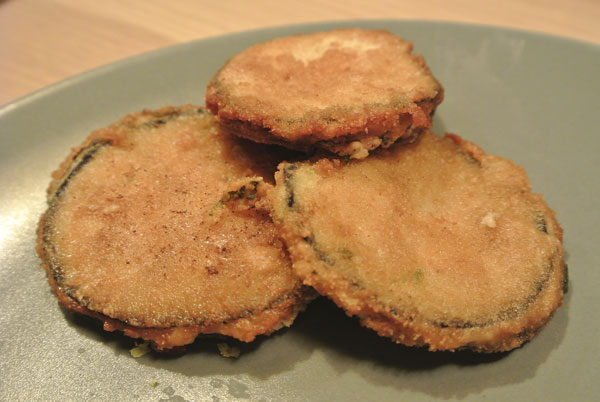 Fried eggplant with herb cheese