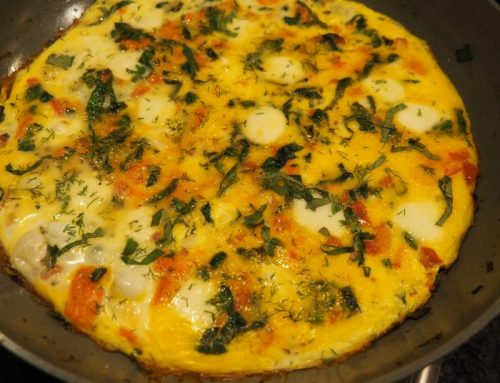 Salmon and spinach omelet