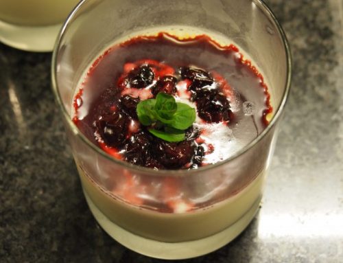 Panna Cotta with blueberry coulis