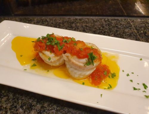 Sole rolls with tomatoes vinaigrette
